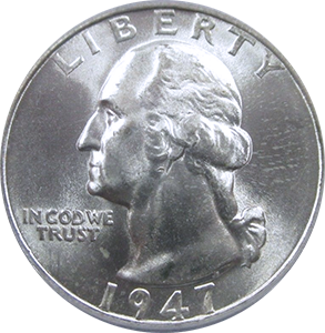 1 Coin 1947-S GEM BU WASHINGTON SILVER QUARTER FROM ORIGINAL ROLL SHARP LOT